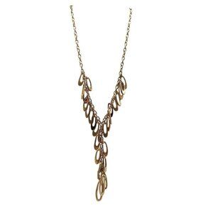 Gold Tone RLM Studio Teardrop Cascading Chain Necklace 22" Statement Jewelry